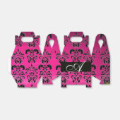 PINK, FUCHSIA SCHWARZ, LILA DAMASK WEISS MONOGRAMM GESCHENKSCHACHTEL (Ungefaltet)