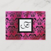 PINK FUCHSIA SILK DAMASK CLOTH ,SQUARE MONOGRAMM VISITENKARTE (Rückseite)