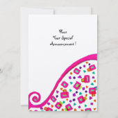 PINK FUCHSIA SILVER ABSTRAKT DEKO SQUARE MONOGRAMM EINLADUNG (Rückseite)