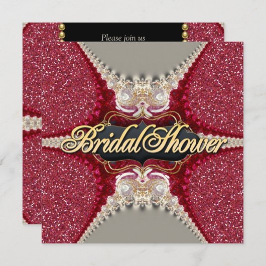 Pink Fuchsia Sparkle Verziertes Brautparty Party Einladung (Vorne/Hinten)