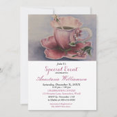 PINK FUCHSIA TEACUP PARTY EVITE EINLADUNG (Vorderseite)