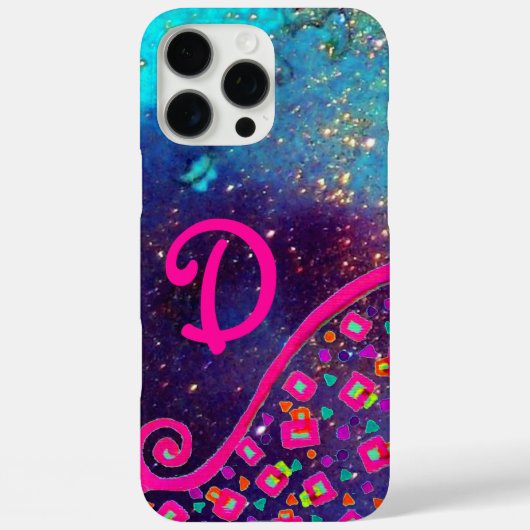 PINK FUCHSIA TURQUOISE BLUE ABSTRAKT DEKO MONOGRAM Case-Mate iPhone HÜLLE (Rückseite)