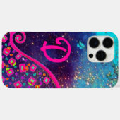 PINK FUCHSIA TURQUOISE BLUE ABSTRAKT DEKO MONOGRAM Case-Mate iPhone HÜLLE (Rückseite (Horizontal))