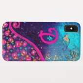 PINK FUCHSIA TURQUOISE BLUE ABSTRAKT DEKO MONOGRAM Case-Mate iPhone HÜLLE (Rückseite (Horizontal))