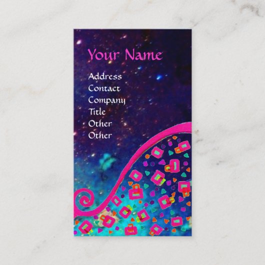PINK FUCHSIA TURQUOISE BLUE ABSTRAKT DEKO MONOGRAM VISITENKARTE (Vorderseite)