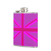 Pink Fuchsia Union Jack Flag Design Flachmann (Links)