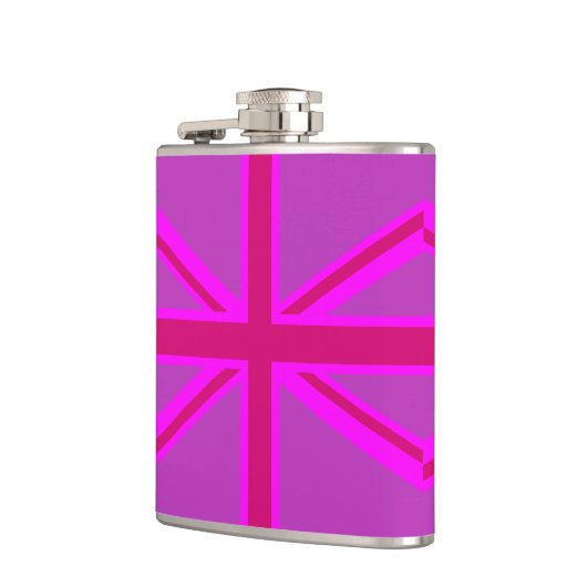 Pink Fuchsia Union Jack Flag Design Flachmann (Links)