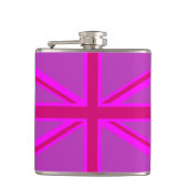 Pink Fuchsia Union Jack Flag Design Flachmann (Vorderseite)