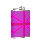 Pink Fuchsia Union Jack Flag Design Flachmann (Rechts)