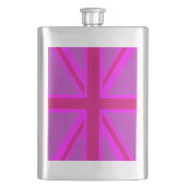 Pink Fuchsia Union Jack Flag Design Flachmann (Vorderseite)