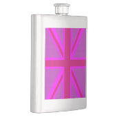 Pink Fuchsia Union Jack Flag Design Flachmann (Rechts)