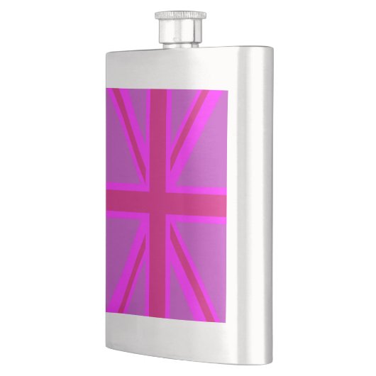 Pink Fuchsia Union Jack Flag Design Flachmann (Links)