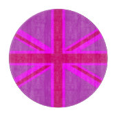 Pink Fuchsia Union Jack Flag Design Schneidebrett (Vorderseite)