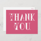 Pink Fuchsia Vielen Dank Herzgruß Postkarte (Vorne/Hinten)