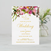 Pink Fuchsia Wedding Real Gold Foil Invitation Folieneinladung (Stehend vorne)