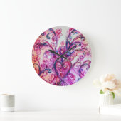 PINK FUCHSIA WHIMSICAL SCHNÖRKEL MIT HERZ GROßE WANDUHR (Zuhause)