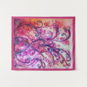 PINK FUCHSIA WHIMSICAL SCHNÖRKEL MIT HERZ WANDTEPPICH (Vorderseite (Horizontal))