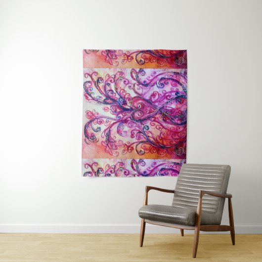 PINK FUCHSIA WHIMSICAL SCHNÖRKEL MIT HERZ WANDTEPPICH (Beispiel)