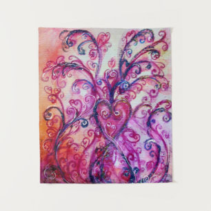 PINK FUCHSIA WHIMSICAL SCHNÖRKEL MIT HERZ WANDTEPPICH