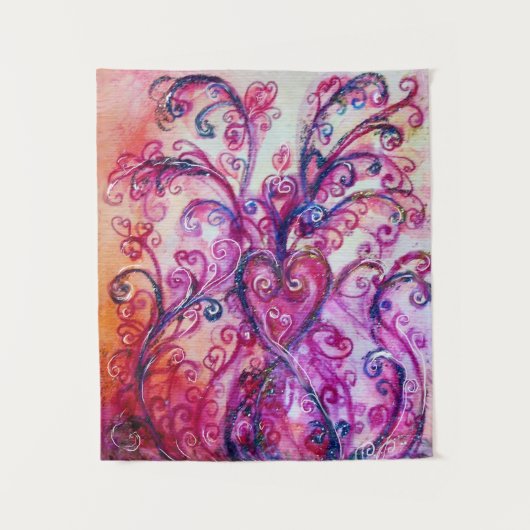 PINK FUCHSIA WHIMSICAL SCHNÖRKEL MIT HERZ WANDTEPPICH (Vorderseite)