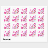 PINK FUCHSIA WHITE ABSTRAKT DEKO MONOGRAM QUADRATISCHER AUFKLEBER (Blatt)