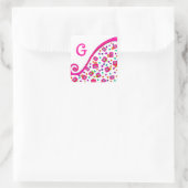 PINK FUCHSIA WHITE ABSTRAKT DEKO MONOGRAM QUADRATISCHER AUFKLEBER (Tasche)