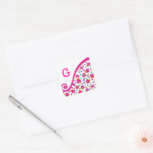 PINK FUCHSIA WHITE ABSTRAKT DEKO MONOGRAM QUADRATISCHER AUFKLEBER (Umschlag)