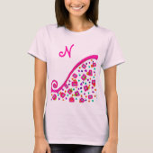 PINK FUCHSIA WHITE ABSTRAKT DEKO MONOGRAM T-Shirt (Vorderseite)