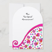 PINK FUCHSIA WHITE ABSTRAKT DEKO SQUARE MONOGRAM EINLADUNG (Rückseite)