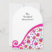 PINK FUCHSIA WHITE ABSTRAKT DEKO SQUARE MONOGRAM EINLADUNG (Rückseite)