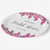 Pink Fuchsia Wisteria Brautparty Pappteller (Schrägansicht)