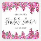 Pink Fuchsia Wisteria Brautparty Quadratischer Aufkleber (Vorderseite)