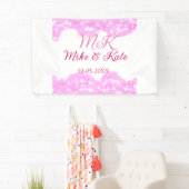 Pink fügen Sie Pärchennamen Datum monogramm Glitze Banner (Insitu)