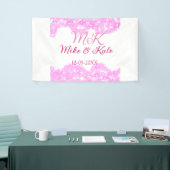 Pink fügen Sie Pärchennamen Datum monogramm Glitze Banner (Messeveranstaltung)