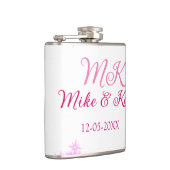 Pink fügen Sie Pärchennamen Datum monogramm Glitze Flachmann (Rechts)