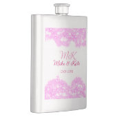 Pink fügen Sie Pärchennamen Datum monogramm Glitze Flachmann (Rechts)
