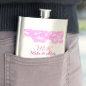 Pink fügen Sie Pärchennamen Datum monogramm Glitze Flachmann (Beispiel)