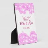 Pink fügen Sie Pärchennamen Datum monogramm Glitze Fotoplatte (Seite)