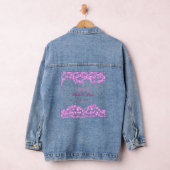 Pink fügen Sie Pärchennamen Datum monogramm Glitze Jeansjacke (Hangar)