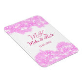 Pink fügen Sie Pärchennamen Datum monogramm Glitze Magnet (Rechte Seite)