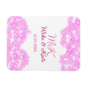 Pink fügen Sie Pärchennamen Datum monogramm Glitze Magnet (Horizontal)