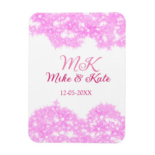Pink fügen Sie Pärchennamen Datum monogramm Glitze Magnet