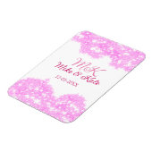 Pink fügen Sie Pärchennamen Datum monogramm Glitze Magnet (Linke Seite)