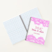 Pink fügen Sie Pärchennamen Datum monogramm Glitze Notizblock (Innenseite)