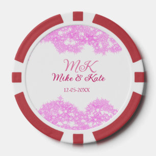 Pink fügen Sie Pärchennamen Datum monogramm Glitze Pokerchips
