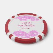 Pink fügen Sie Pärchennamen Datum monogramm Glitze Pokerchips (Einzeln)
