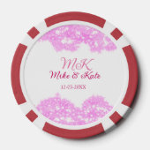 Pink fügen Sie Pärchennamen Datum monogramm Glitze Pokerchips (Rückseite)