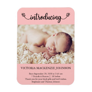 Pink führt Neugeborene Mädchen Birth Butterflies e Magnet