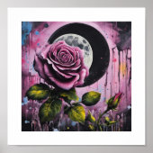 Pink Full Moon Rose Poster (Vorne)