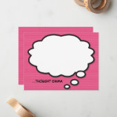 Pink Fun Comic Buch Think Bubble Mitteilungskarte (Vorderseite/Rückseite Beispiel)
